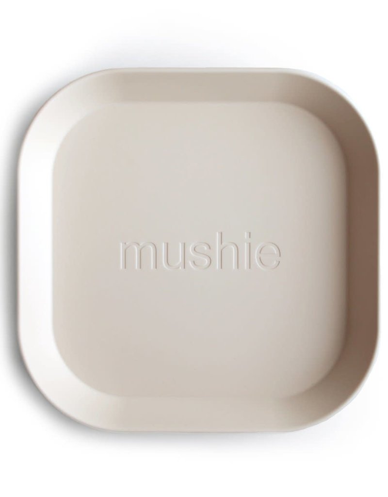 Mushie Square Dinnerware Plates, Set of 2 (Ivory)