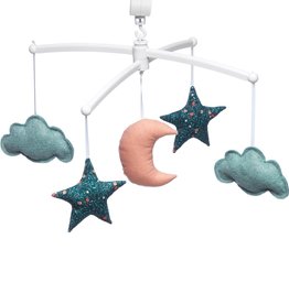 Pouce et Lina FOLK GREEN AND ROSE MOON AND STARS MOBILE