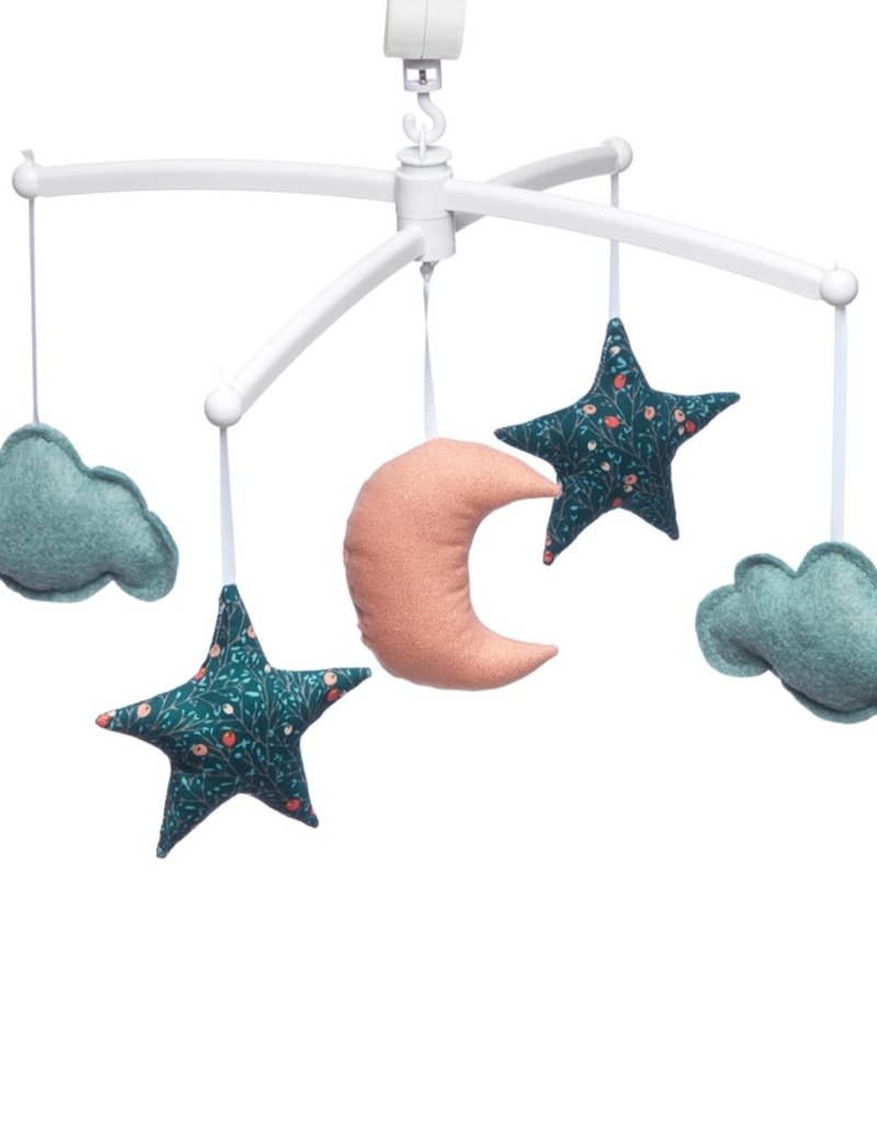 Pouce et Lina FOLK GREEN AND ROSE MOON AND STARS MOBILE