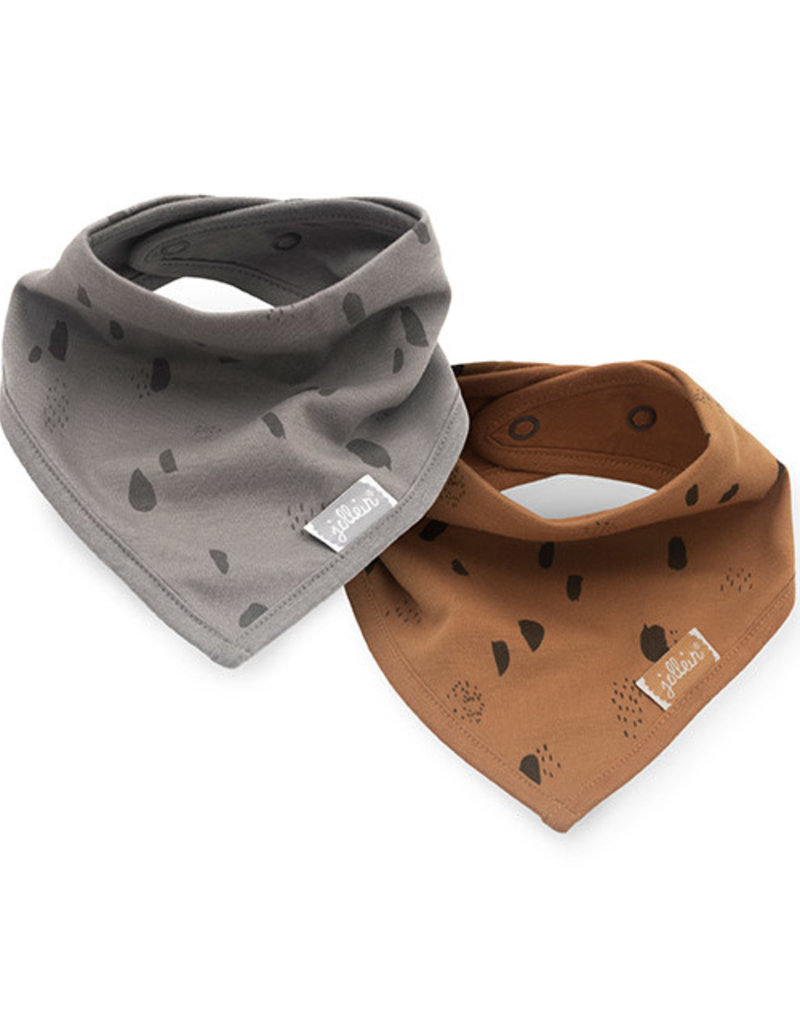 Jollein Slab Bandana Spot - Storm Grey/Caramel - 2 Stuks