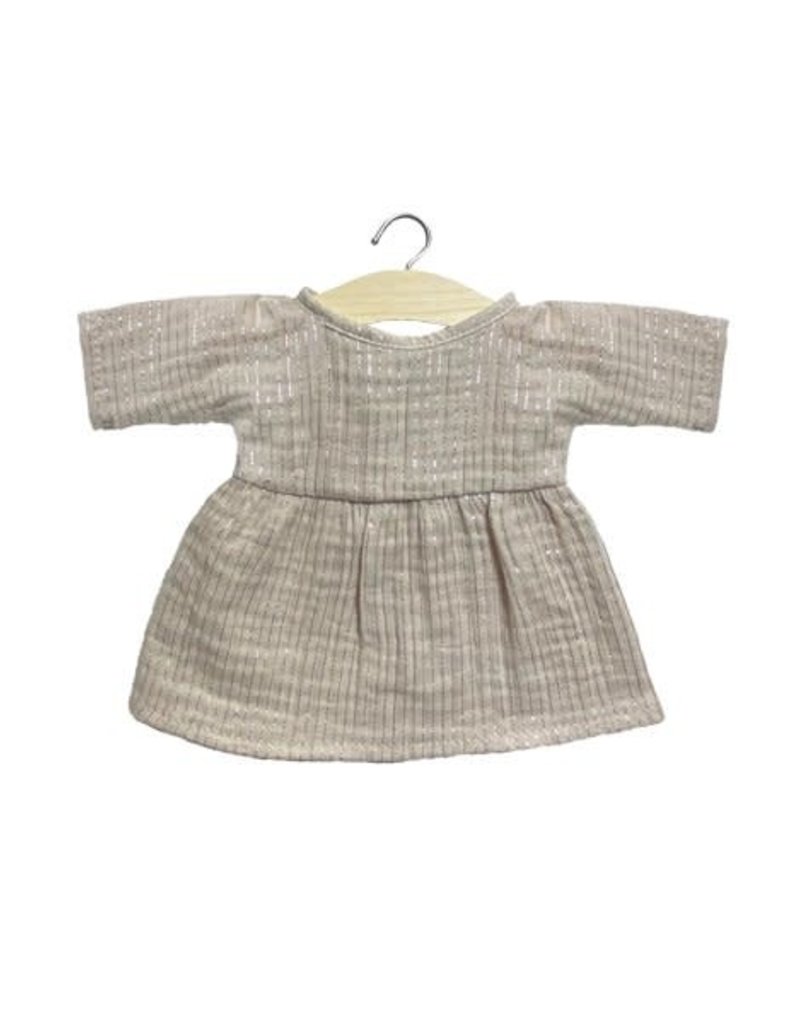 Minikane Robe Faustine en coton double gaze Lurex beige