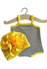 Minikane Maillot “GILDA” en jersey à mini rayure et son turban  Fleur Jaune fluo