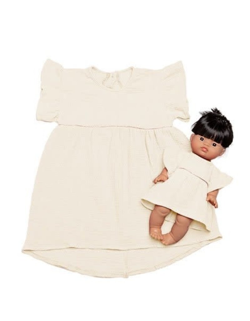 Minikane Collection Duo – Robe “DAISY” en coton double gaze 18/24m Écru