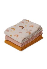 Liewood Line Muslin Cloth 3 Pack - Rainbow love mix