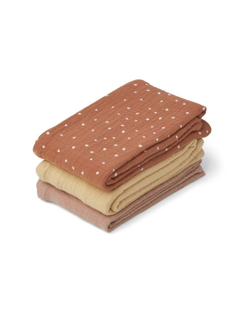 Liewood Line Muslin Cloth 3 Pack - Confetti terracotta mix