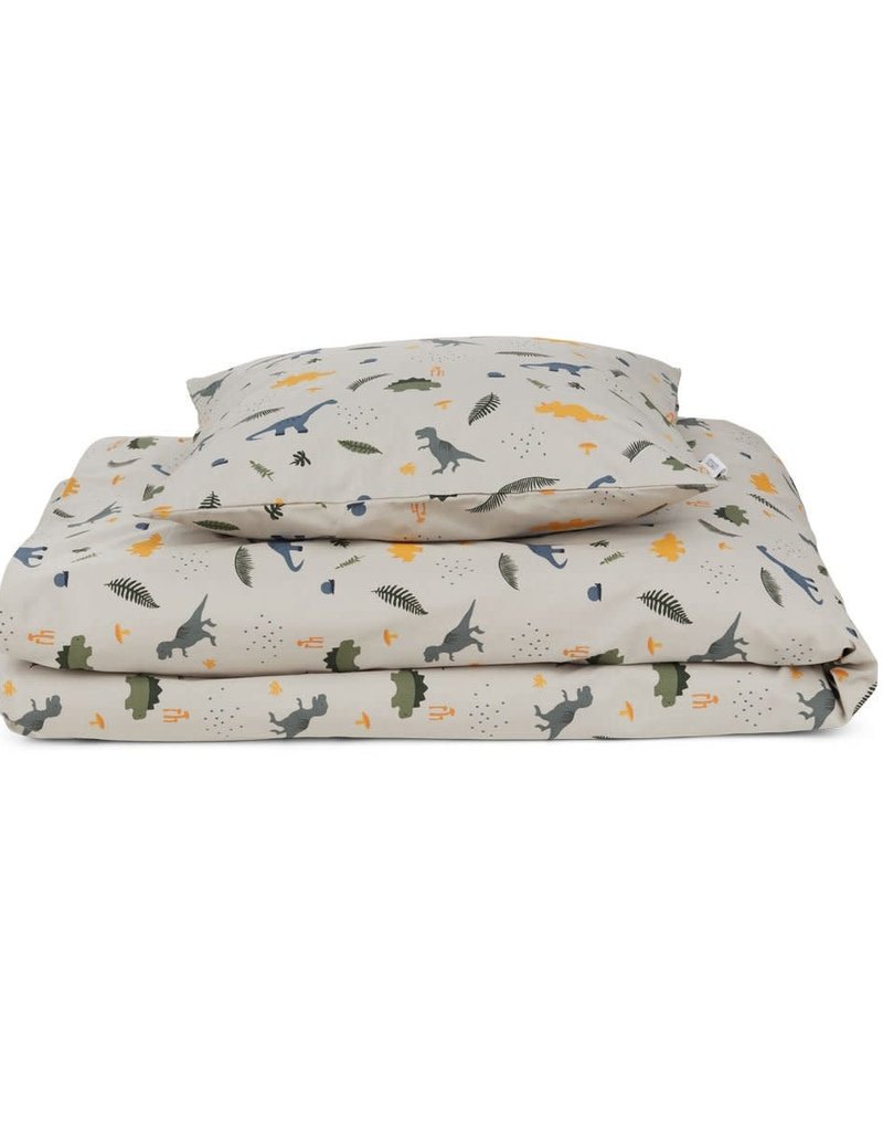 Liewood Ingeborg Bed Linen Junior - Dino dove blue mix