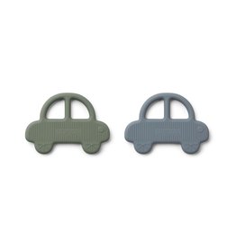 Liewood Geo Teether 2 Pack - Car faune green/blue wave