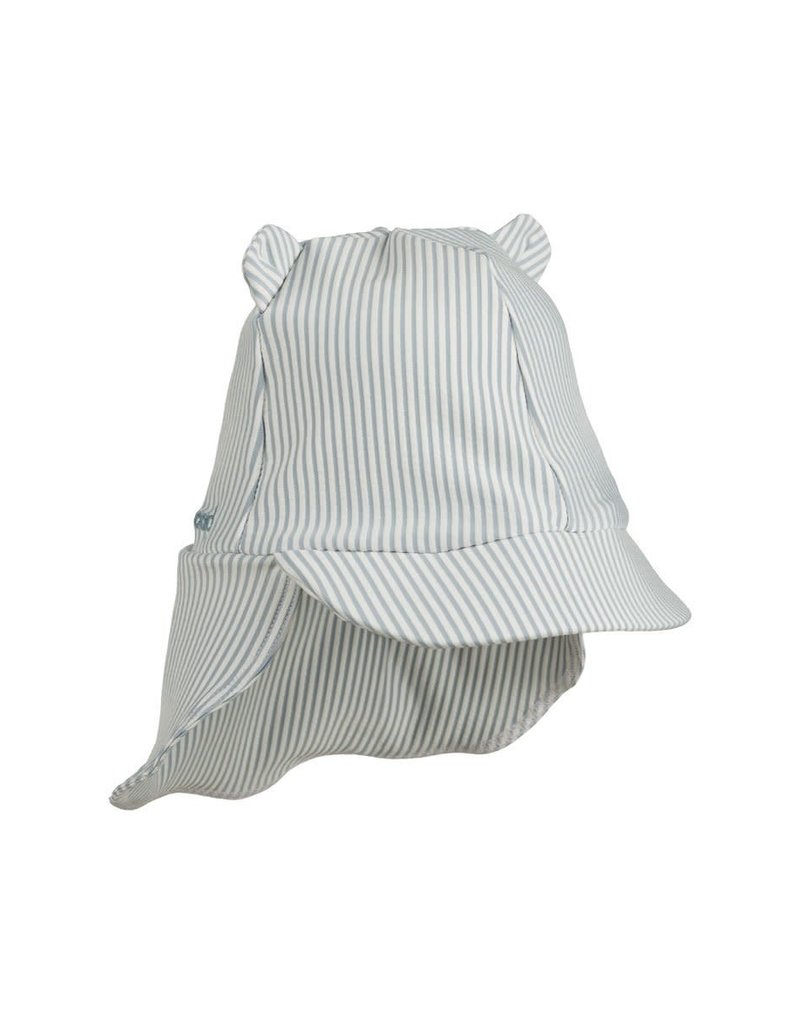 Liewood Senia sun hat seersucker - Y/D stripe: Sea blue/white