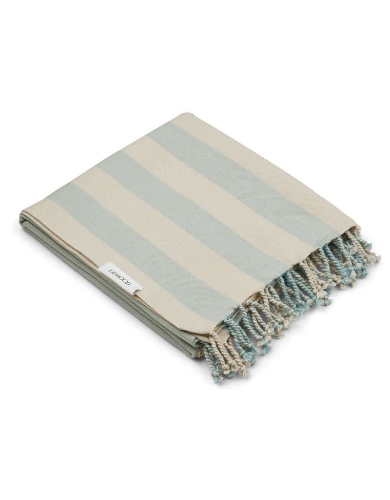 Liewood Mona beach towel - Y/D stripe: Sea blue/sandy