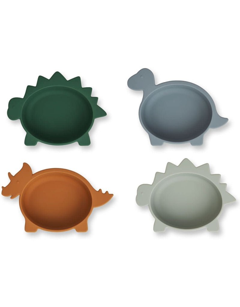 Liewood Iggy Silicone Bowls 4 Pack - Dino blue multi mix