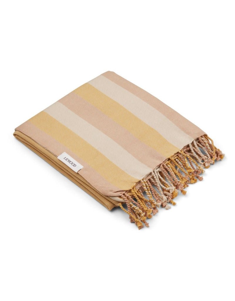 Liewood Mona beach towel - Y/D stripe: Peach/sandy/yellow mellow