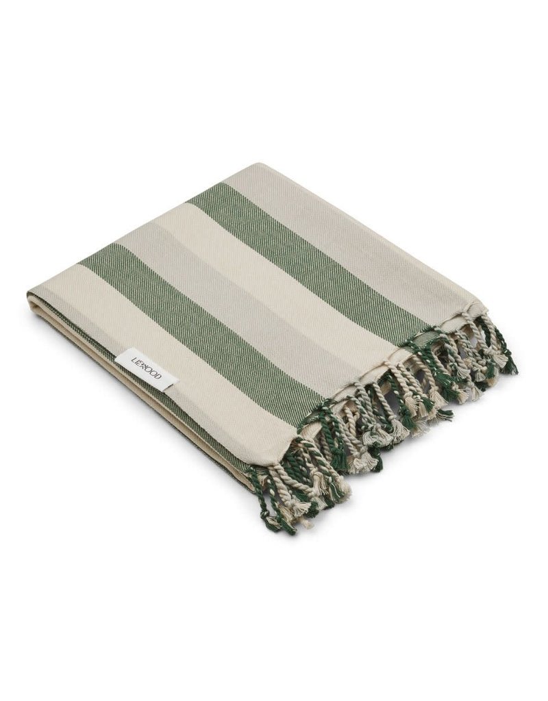 Liewood Mona beach towel - Y/D stripe: Garden green/sandy/dove blue