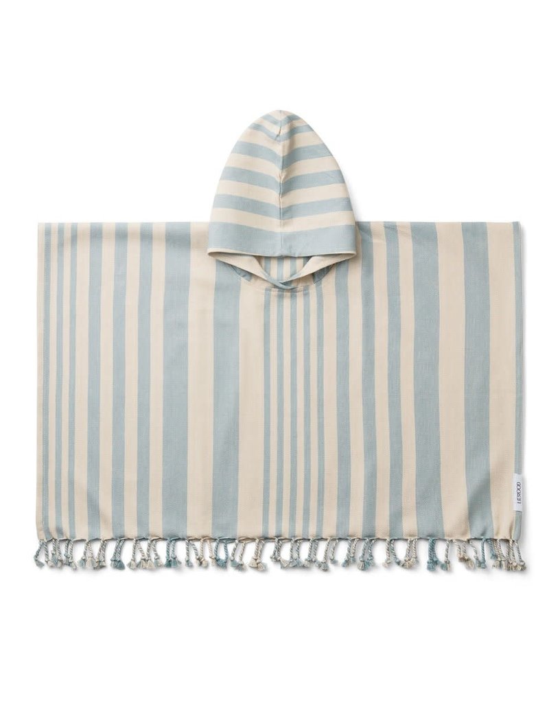 Liewood Roomie Poncho - Y/D stripe: Sea blue/sandy