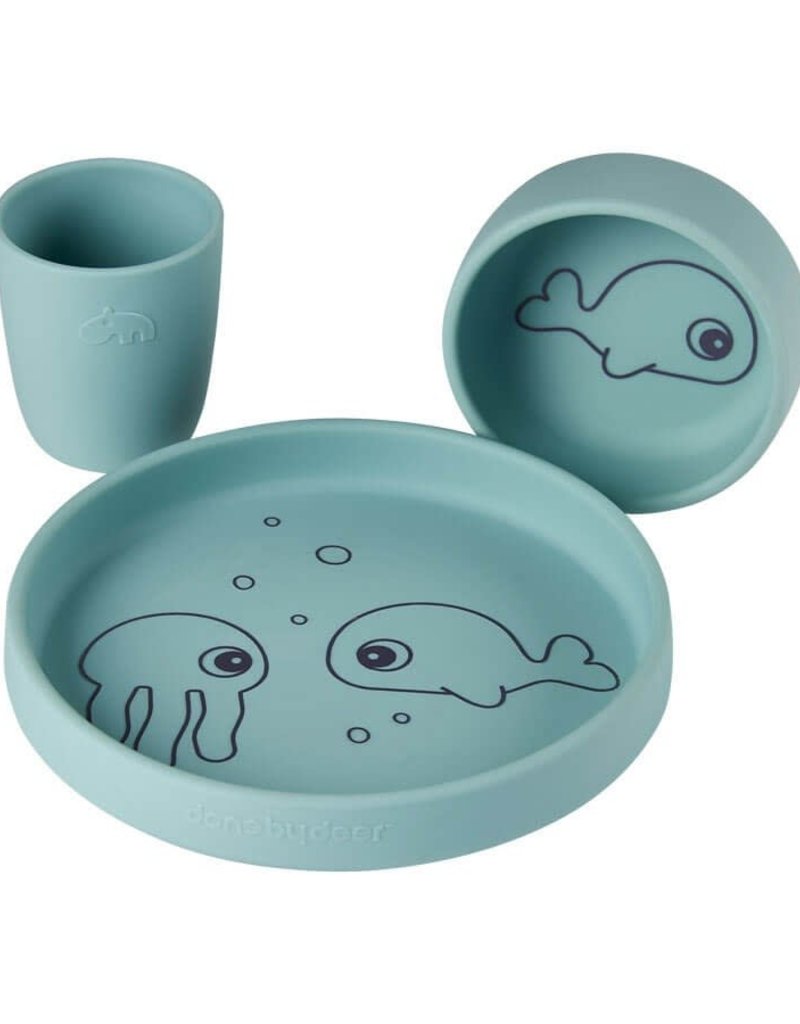 Done by Deer Silicone dinner set Sea friends Blue