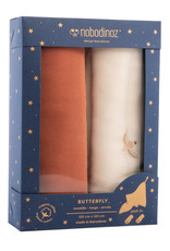 Nobodinoz Boîte de 2 langes Butterfly • toffee