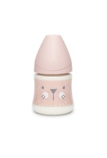 Suavinex Biberon Premium avec tétine ronde en silicone 150ml - lapin rose