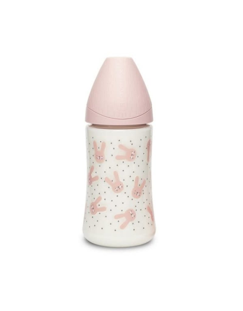 Suavinex Hygge - Bottle - PA - Sili. - 3pos - 270ml - Pink Rabbits