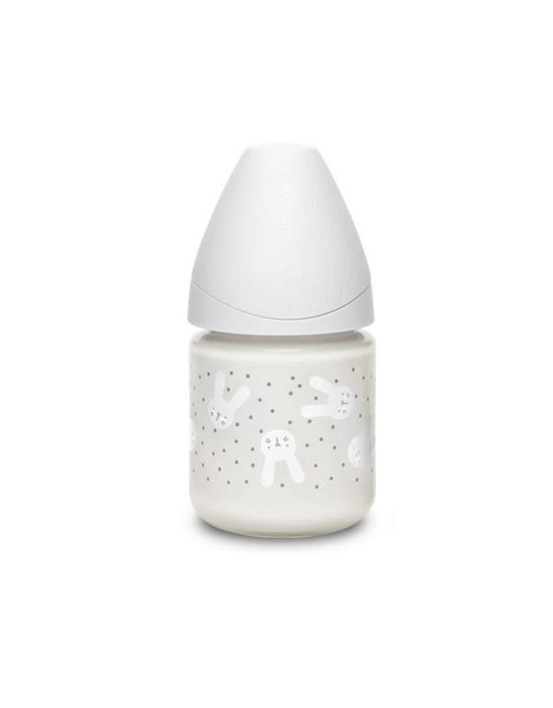 Suavinex Hygge - Bottle - Glass - Silc. - 120ml - Gray Rabbits