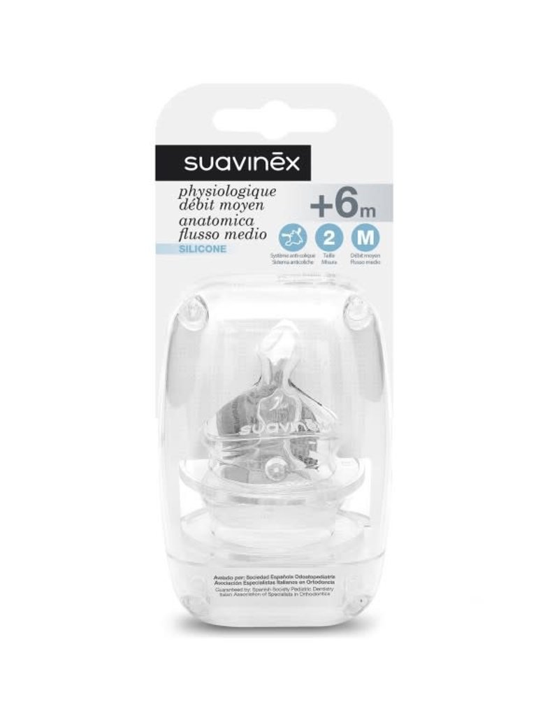 Suavinex teat - Sili. - Flat - S2 M (2pcs)