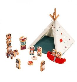 Lilliputiens Wigwam en indianen