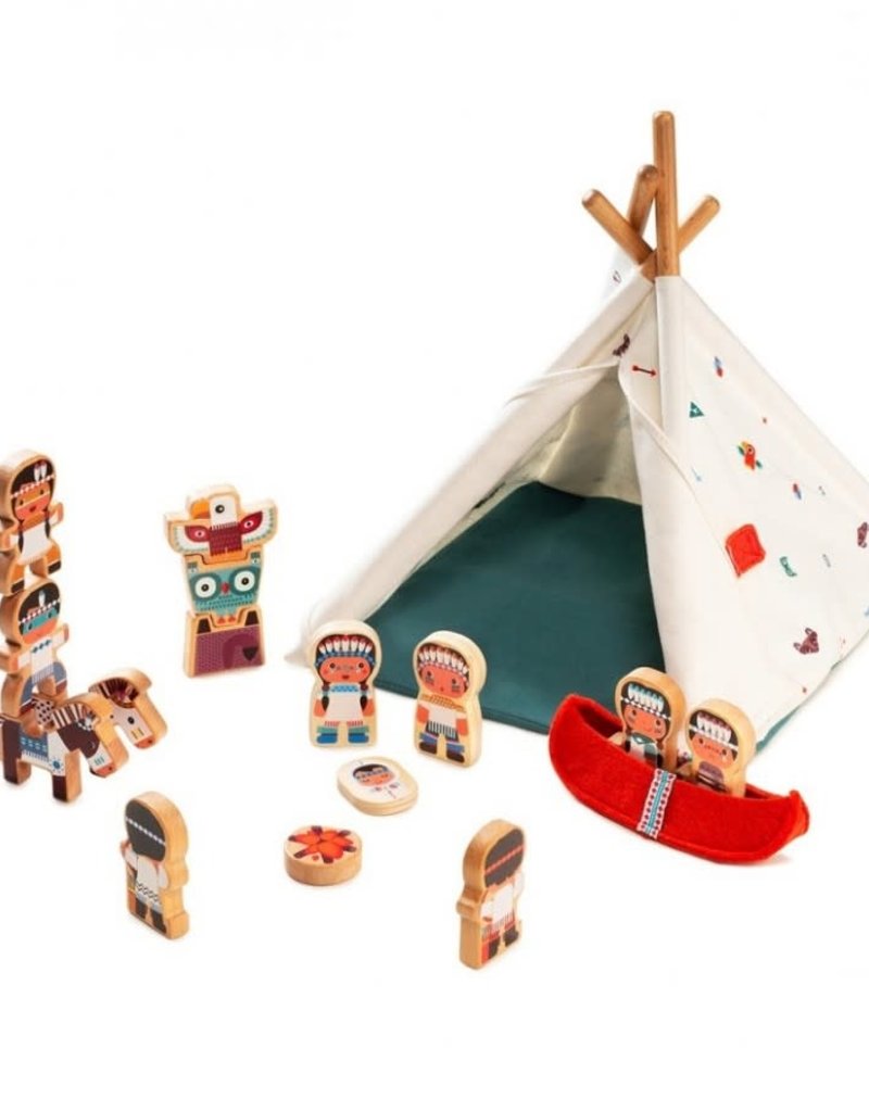 Lilliputiens Wigwam en indianen