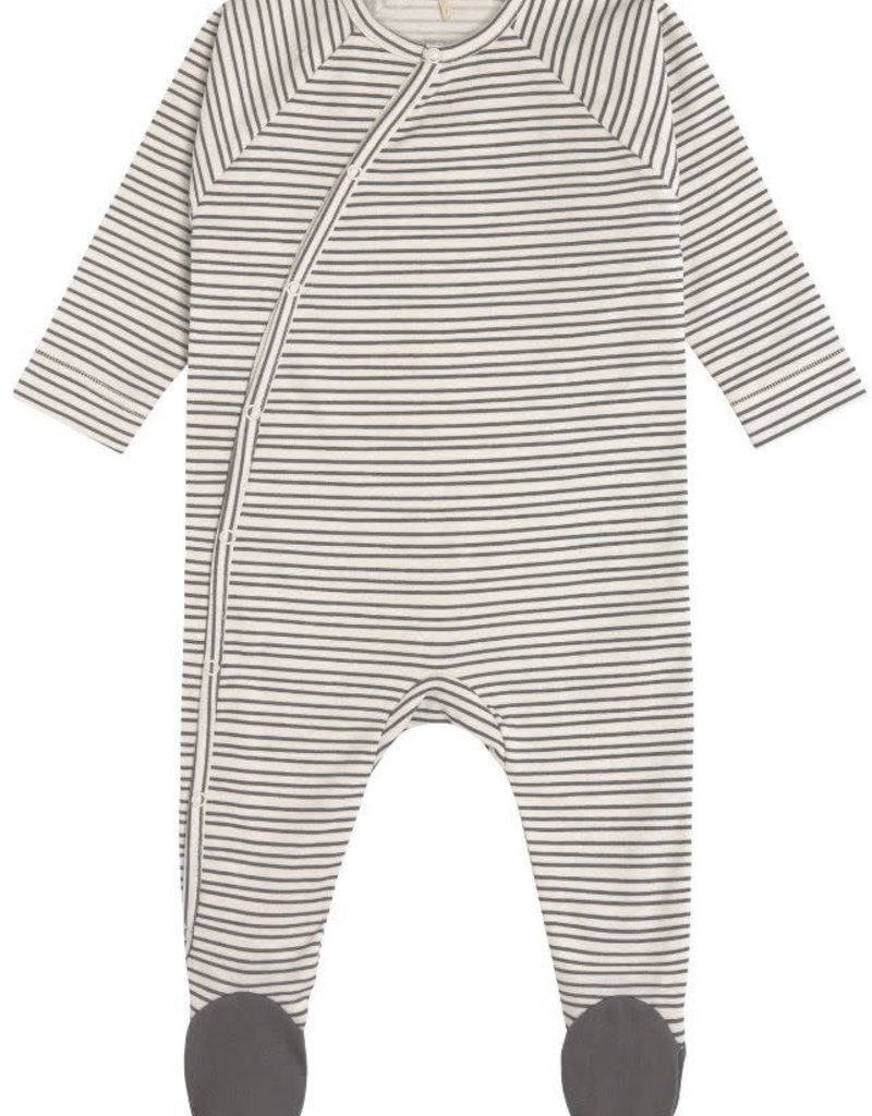 Lässig Pyjama with feet GOTS Striped Grey/Anthra