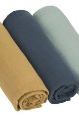 Lässig Essuie tetra Swaddle & Burp green/navy/mustard - 3 pièces