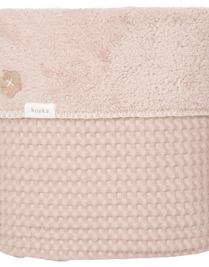 Koeka Wiegdeken wafel/teddy Oslo soft grey/pink 75 x 100