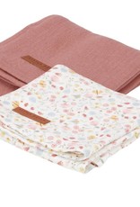 Little Dutch Swaddle doeken 70 x 70 Pure Pink Blush / Flowers & Butterflies