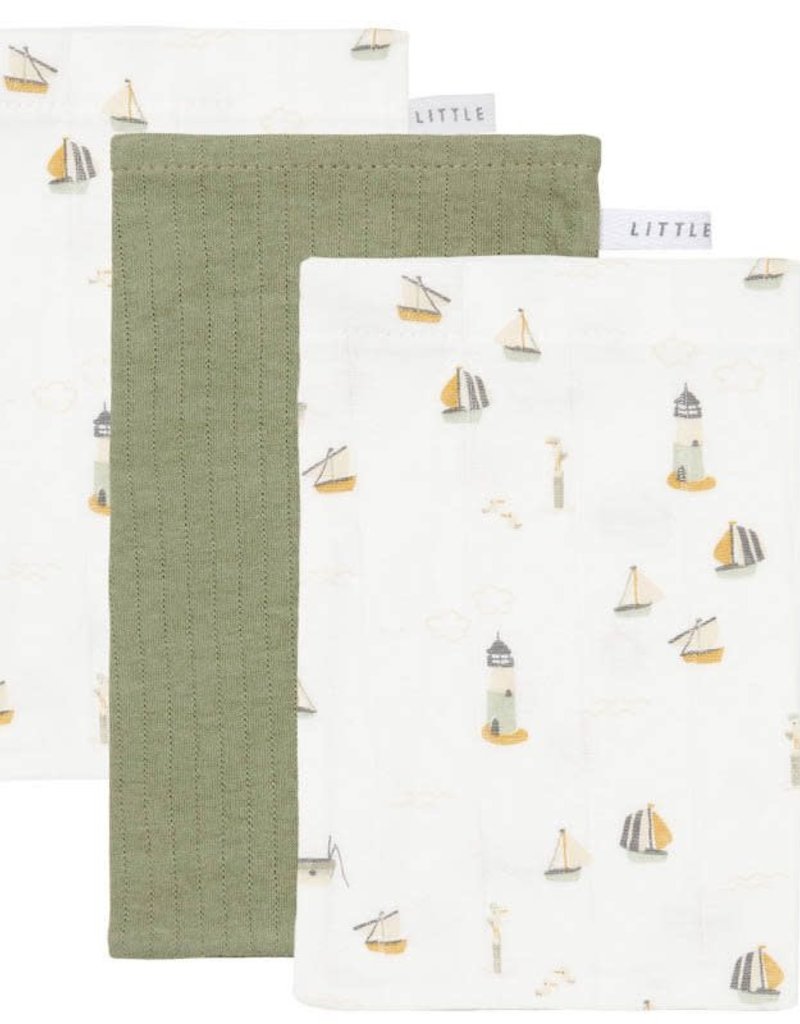 Little Dutch Washandjes set Pure Olive / Sailors Bay White