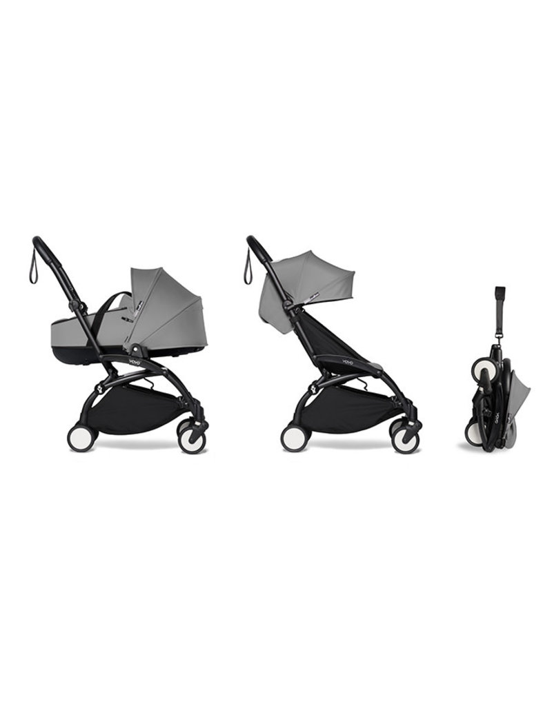 BABYZEN YOYO2 Black Frame - Bassinet Grey, Color pack Grey