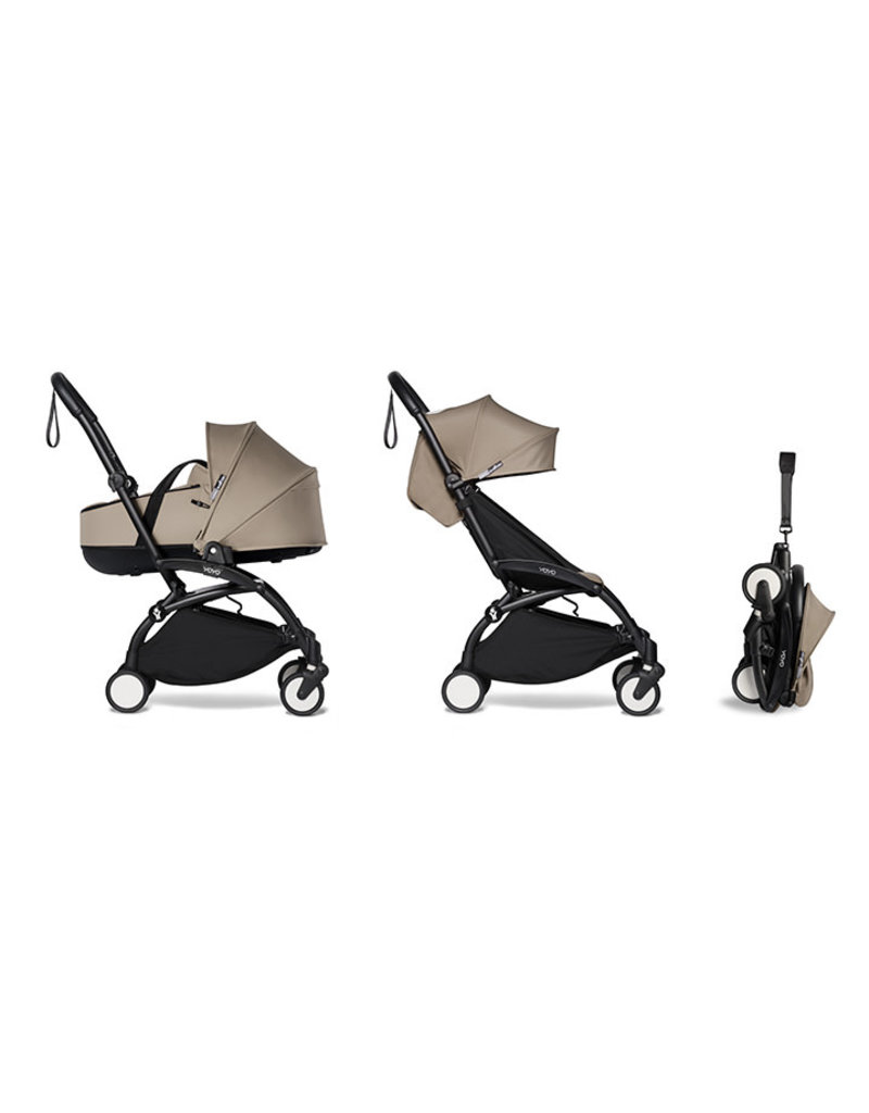 BABYZEN YOYO2 Black Frame - Bassinet Taupe, Color pack Taupe