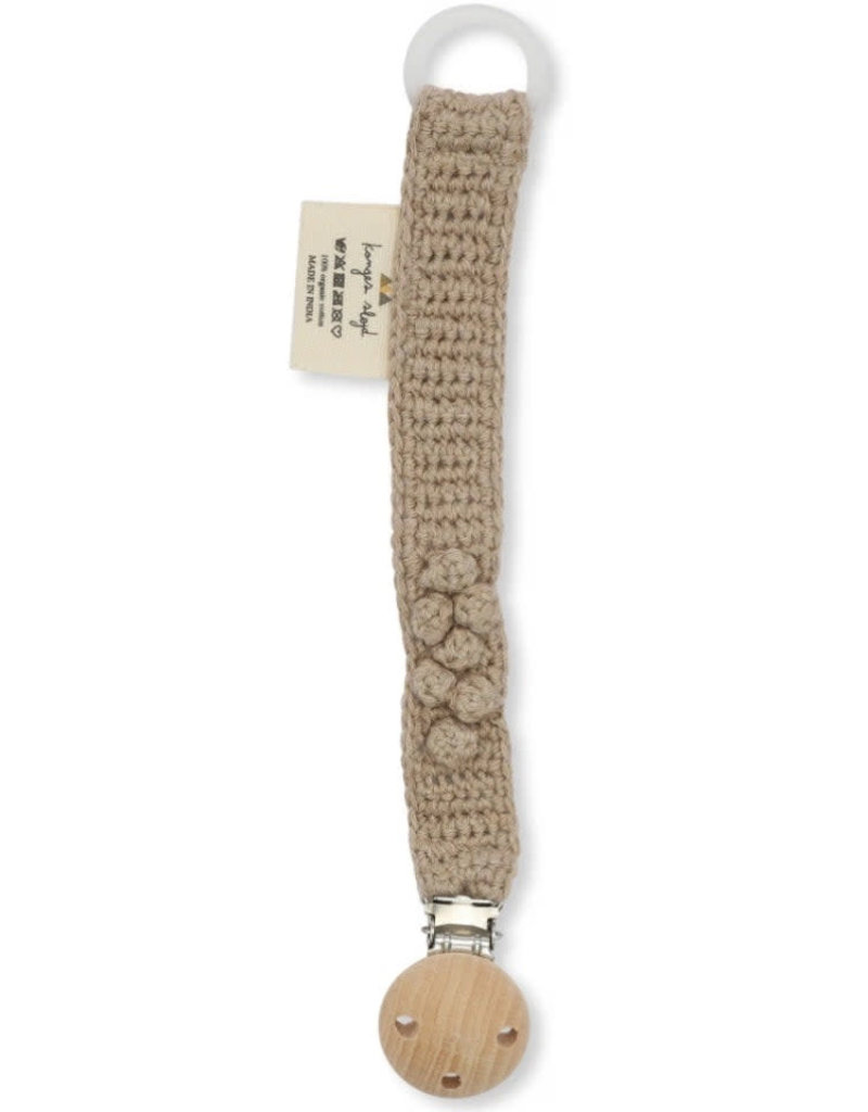 Konges Sløjd PACIFIER STRAP KNIT COTTON - BROWN MELANGE