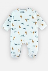 Noukie's Fluwelen dinosaurus pyjama, wit/blauw - 3M