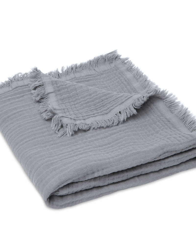 Jollein Wieg Deken Muslin Fringe 75x100cm - Storm Grey