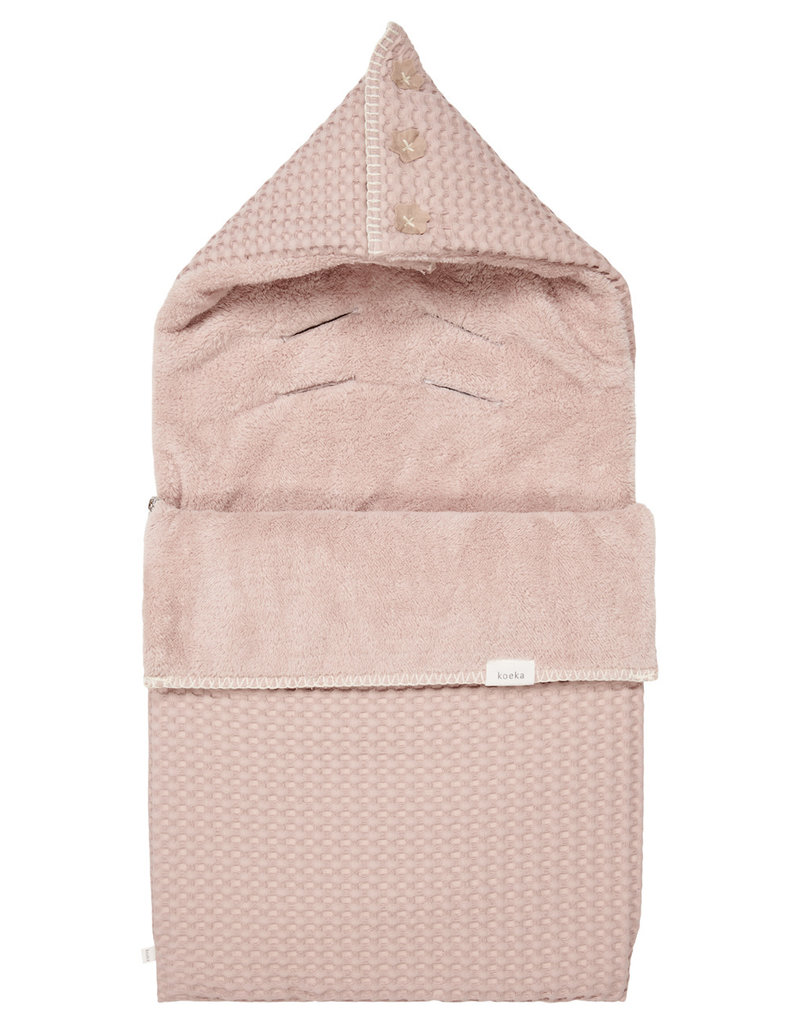 Koeka Voetenzak 0+ 3 punts wafel/teddy Oslo Grey Pink / Pink Grey ONE SIZE