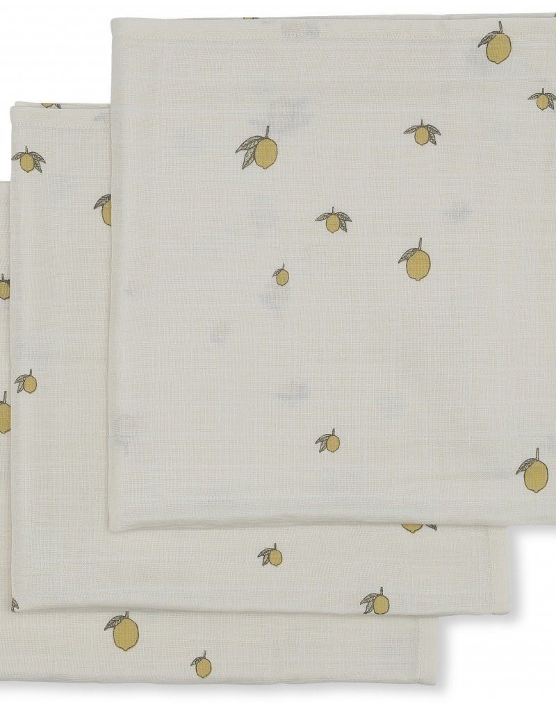 Konges Sløjd Lot de 3 langes en tissu de mousseline - lemon