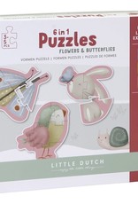 Little Dutch 6 in 1 Vormen Puzzels Flowers & Butterflies