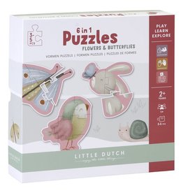 Little Dutch 6 in 1 Vormen Puzzels Flowers & Butterflies