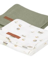 Little Dutch Swaddle doeken 70 x 70 Pure Olive / Sailors Bay White