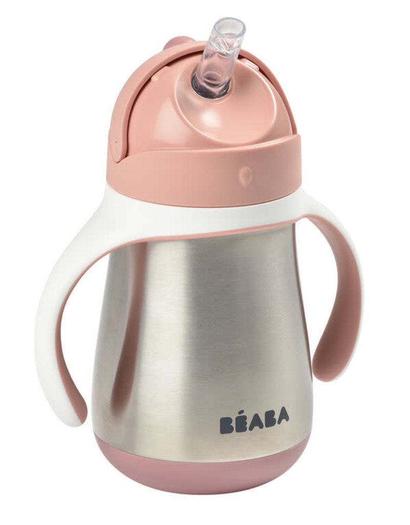 Béaba Tasse paille inox - 250 ml - Old pink