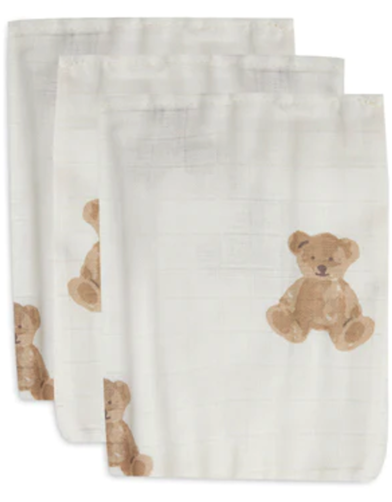 Jollein Gant de toilette gaze Coton Teddy Bear - 3 pack