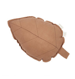 Nobodinoz Lin français coussin feuille • noisette