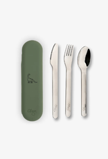 Citron Stainless Steel Cuttlery Set Dino Green With Case