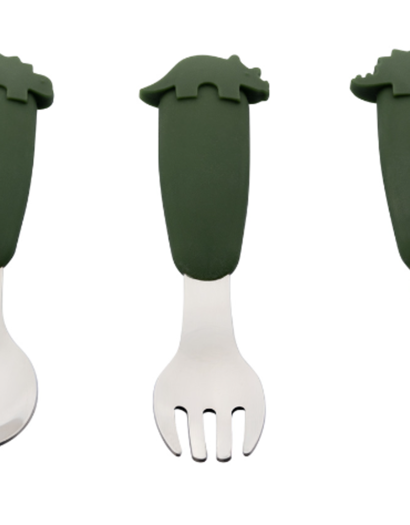 Citron Silicone Cutlery Dino Green