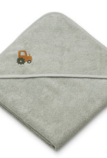 Liewood Goya Hooded Towel Badcape - Vehicles Dove Blue
