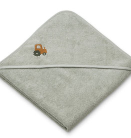 Liewood Goya Hooded Towel Badcape - Vehicles Dove Blue