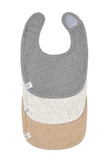 Lässig Lot de 3 bavoirs naissance GOTS, gris foncé gris clair nature mélange