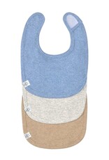 Lässig Newborn Bib 3 pcs GOTS, blue light grey nature melange