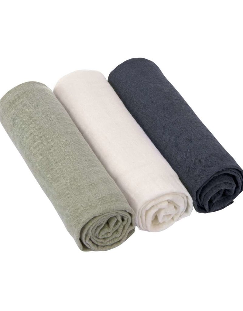 Lässig Swaddle & Burp Blanket L (3pcs), olive milky navy